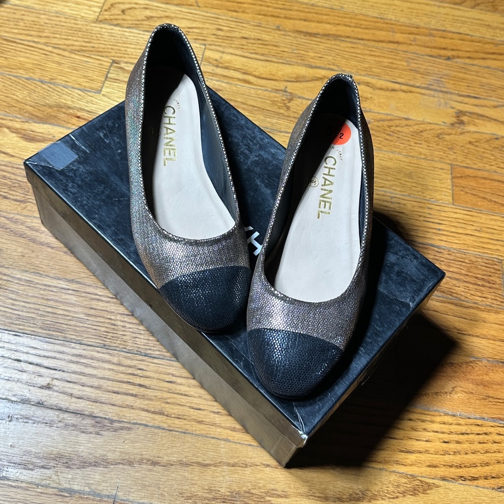 Chanel ballerines Black/gold flats CC logo EU 36 US 5.5